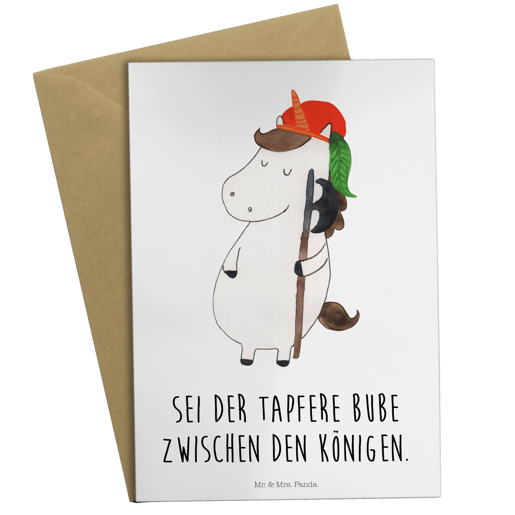 Grußkarte Einhorn Junge Grußkarte, Klappkarte, Einladungskarte, Glückwunschkarte, Hochzeitskarte, Geburtstagskarte, Karte, Ansichtskarten, Einhorn, Einhörner, Einhorn Deko, Pegasus, Unicorn, Bube, Mittelalter