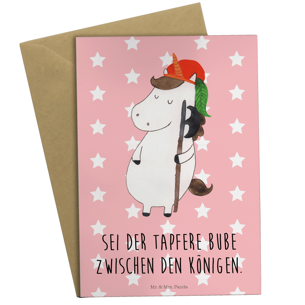 Grußkarte Einhorn Junge Grußkarte, Klappkarte, Einladungskarte, Glückwunschkarte, Hochzeitskarte, Geburtstagskarte, Karte, Ansichtskarten, Einhorn, Einhörner, Einhorn Deko, Pegasus, Unicorn, Bube, Mittelalter