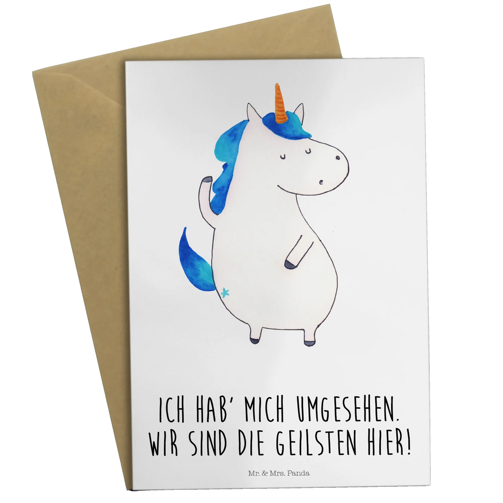 Grußkarte Einhorn Mann Grußkarte, Klappkarte, Einladungskarte, Glückwunschkarte, Hochzeitskarte, Geburtstagskarte, Karte, Ansichtskarten, Einhorn, Einhörner, Einhorn Deko, Unicorn, cool, Mann, Freundin, Familie, bester Freund, BFF, Party, hübsch, beste