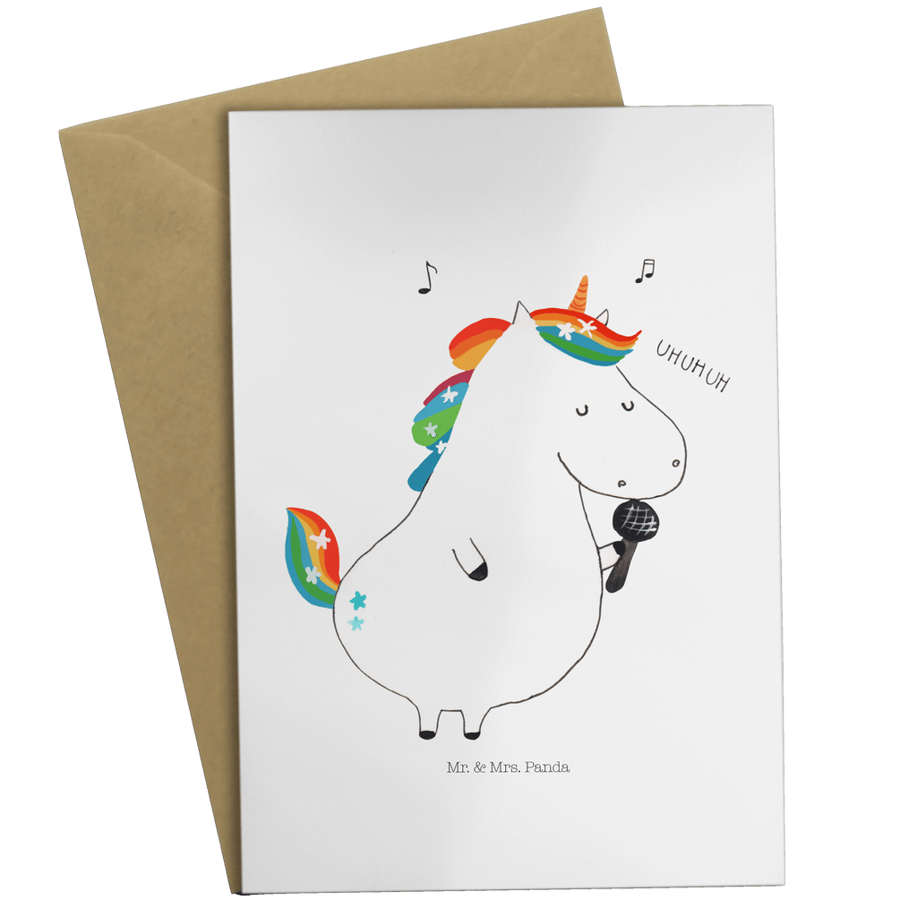 Grußkarte Einhorn Sänger Grußkarte, Klappkarte, Einladungskarte, Glückwunschkarte, Hochzeitskarte, Geburtstagskarte, Karte, Ansichtskarten, Einhorn, Einhörner, Einhorn Deko, Pegasus, Unicorn, Glitzer, Konfetti, Party, Geburtstag, Feier, Fest, Disco, Sängerin, Sänger, Freundin