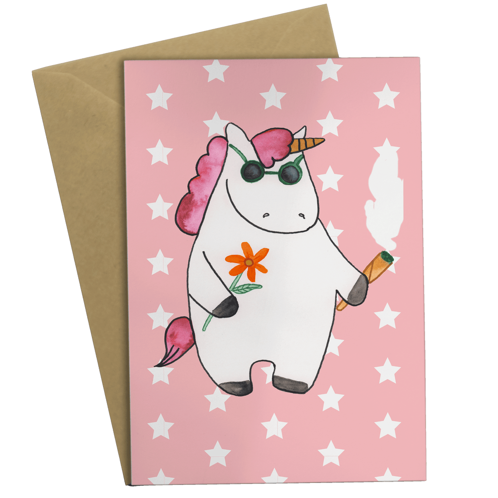 Grußkarte Einhorn Woodstock Grußkarte, Klappkarte, Einladungskarte, Glückwunschkarte, Hochzeitskarte, Geburtstagskarte, Karte, Ansichtskarten, Einhorn, Einhörner, Einhorn Deko, Pegasus, Unicorn, Kiffen, Joint, Zigarette, Alkohol, Party, Spaß. lustig, witzig, Woodstock