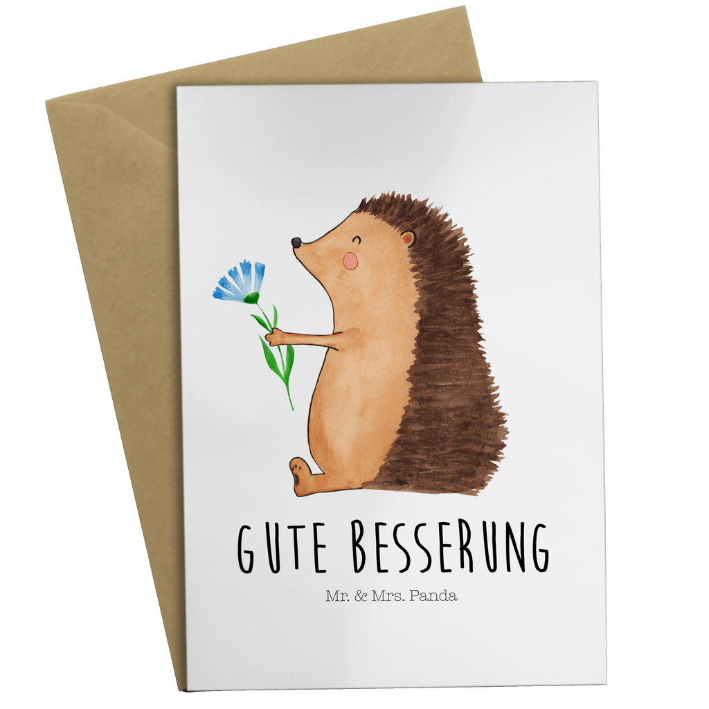 Grußkarte Igel Blumen Grußkarte, Klappkarte, Einladungskarte, Glückwunschkarte, Hochzeitskarte, Geburtstagskarte, Karte, Ansichtskarten, Tiermotive, Gute Laune, lustige Sprüche, Tiere, Igel, Gute Besserung, Genesungswünsche, Krankheit, Krankenhaus, krank, Besuch