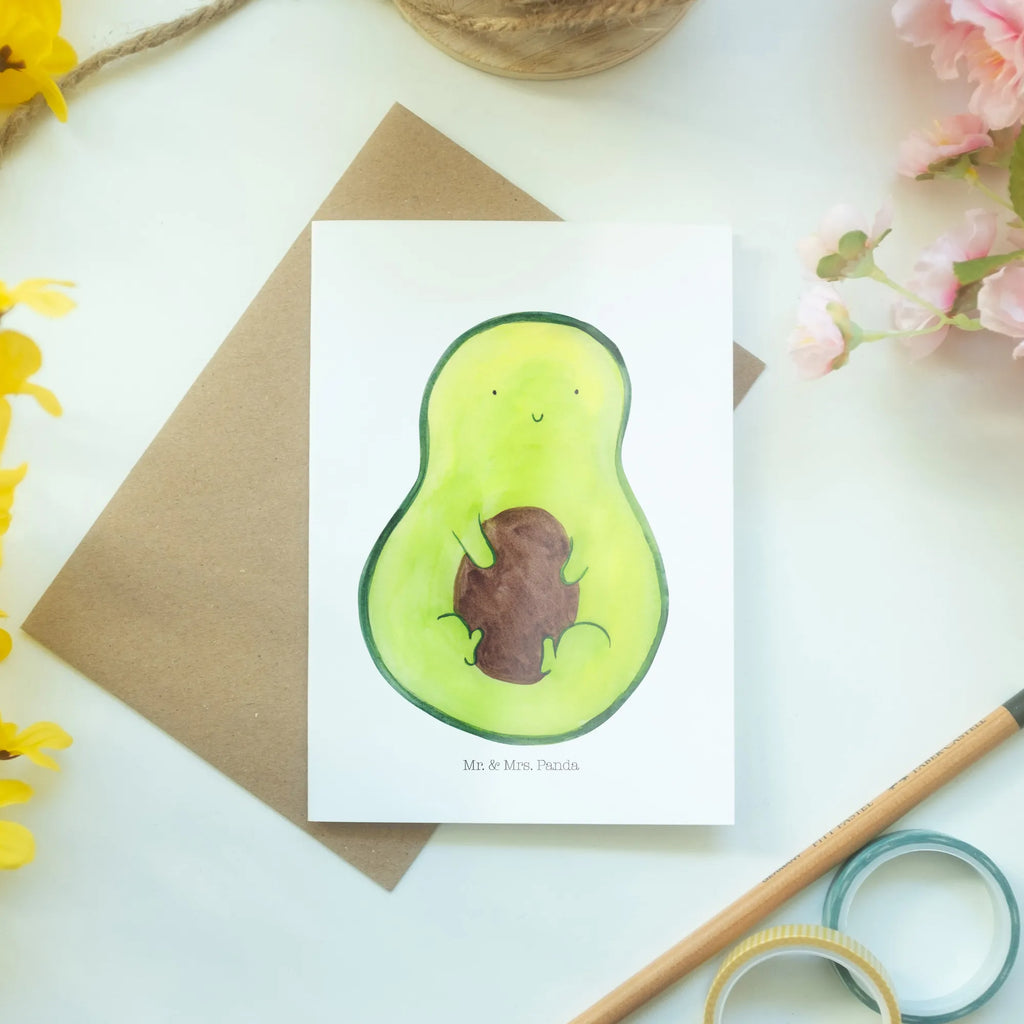 Greetings card avocado core Grußkarte, Klappkarte, Einladungskarte, Glückwunschkarte, Hochzeitskarte, Geburtstagskarte, Karte, Ansichtskarten, Avocado, Veggie, Vegan, Gesund, Avokado, Avocadokern, Kern, Pflanze, Spruch Leben