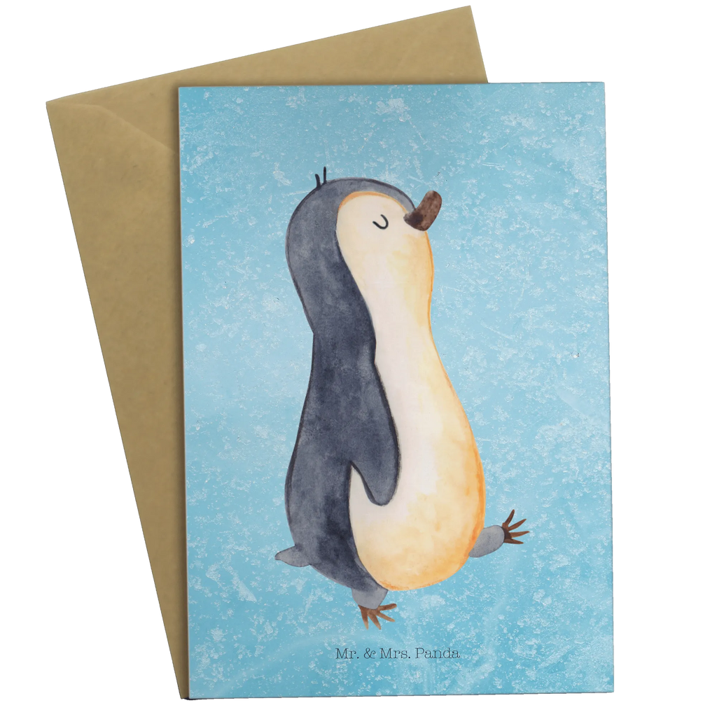 Grußkarte Pinguin marschieren Grußkarte, Klappkarte, Einladungskarte, Glückwunschkarte, Hochzeitskarte, Geburtstagskarte, Karte, Ansichtskarten, Pinguin, Pinguine, Frühaufsteher, Langschläfer, Bruder, Schwester, Familie