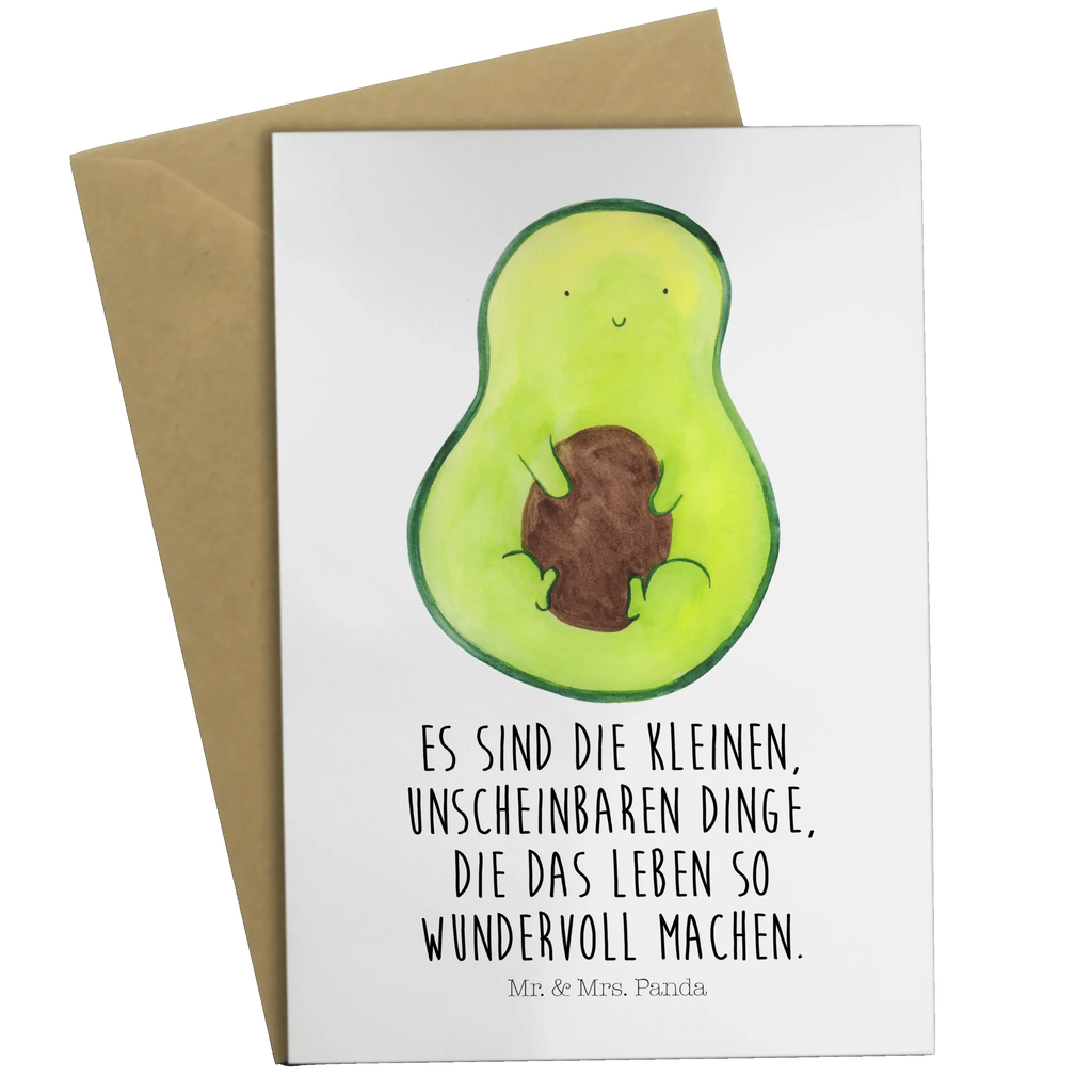 Grußkarte Avocado Kern Grußkarte, Klappkarte, Einladungskarte, Glückwunschkarte, Hochzeitskarte, Geburtstagskarte, Karte, Ansichtskarten, Avocado, Veggie, Vegan, Gesund, Avokado, Avocadokern, Kern, Pflanze, Spruch Leben