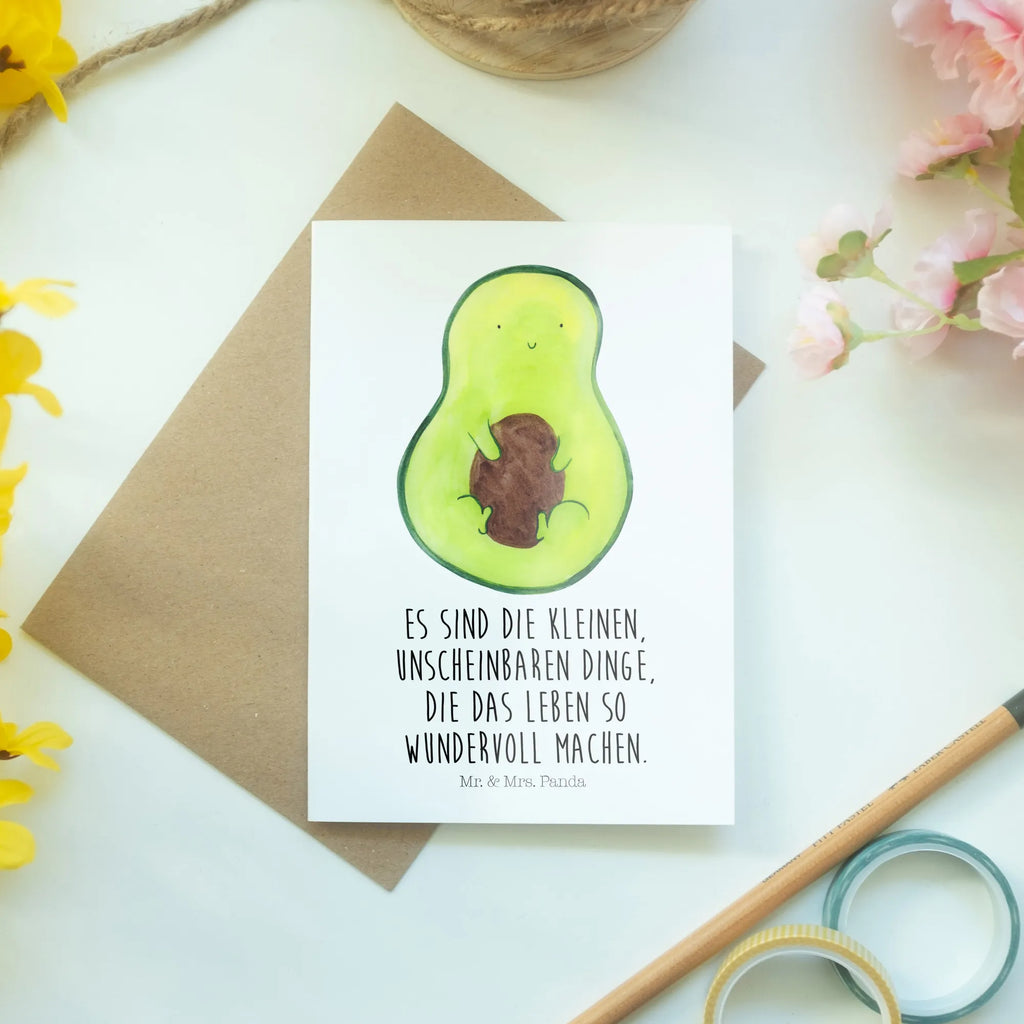 Greetings card avocado core Grußkarte, Klappkarte, Einladungskarte, Glückwunschkarte, Hochzeitskarte, Geburtstagskarte, Karte, Ansichtskarten, Avocado, Veggie, Vegan, Gesund, Avokado, Avocadokern, Kern, Pflanze, Spruch Leben