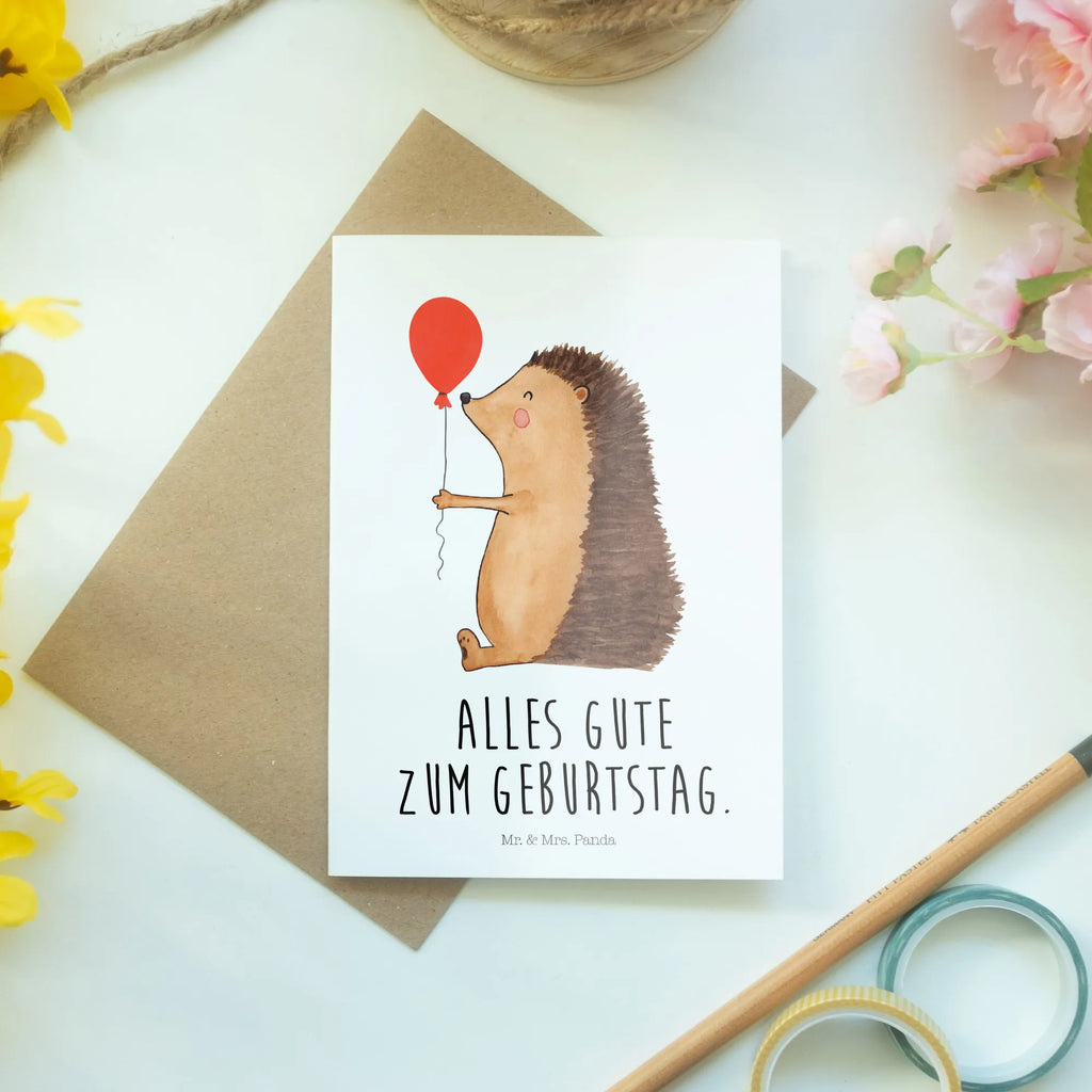 Grußkarte Igel Luftballon Grußkarte, Klappkarte, Einladungskarte, Glückwunschkarte, Hochzeitskarte, Geburtstagskarte, Karte, Ansichtskarten, Tiermotive, Gute Laune, lustige Sprüche, Tiere, Igel, Geburtstag, Herzlichen Glückwunsch, Glückwunsch, Geburtstagskind, Ballon, Happy Birthday