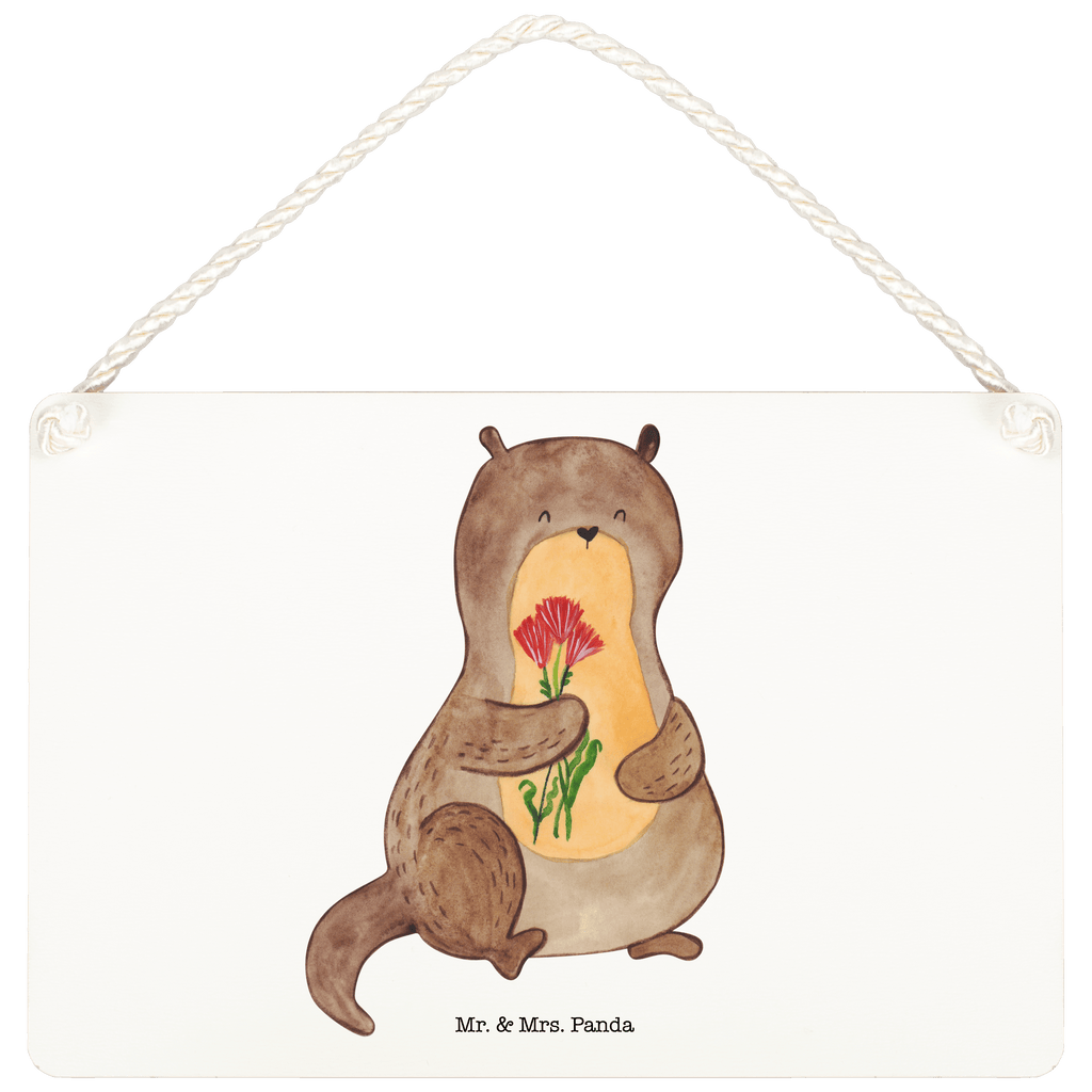 Deko Schild Otter Blumenstrauß Dekoschild, Deko Schild, Schild, Tür Schild, Türschild, Holzschild, Wandschild, Wanddeko, Otter, Fischotter, Seeotter, Otter Seeotter See Otter