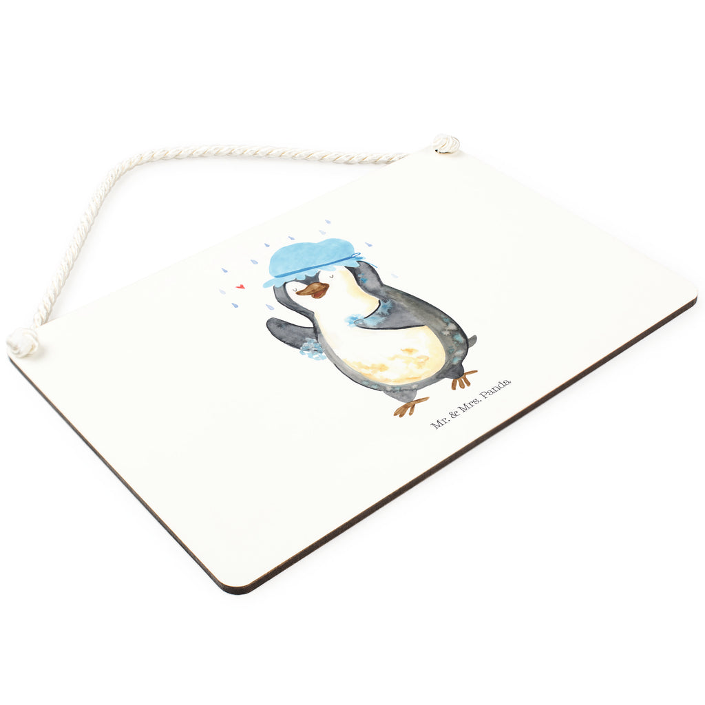 Deko Schild Pinguin duscht Dekoschild, Deko Schild, Schild, Tür Schild, Türschild, Holzschild, Wandschild, Wanddeko, Pinguin, Pinguine, Dusche, duschen, Lebensmotto, Motivation, Neustart, Neuanfang, glücklich sein