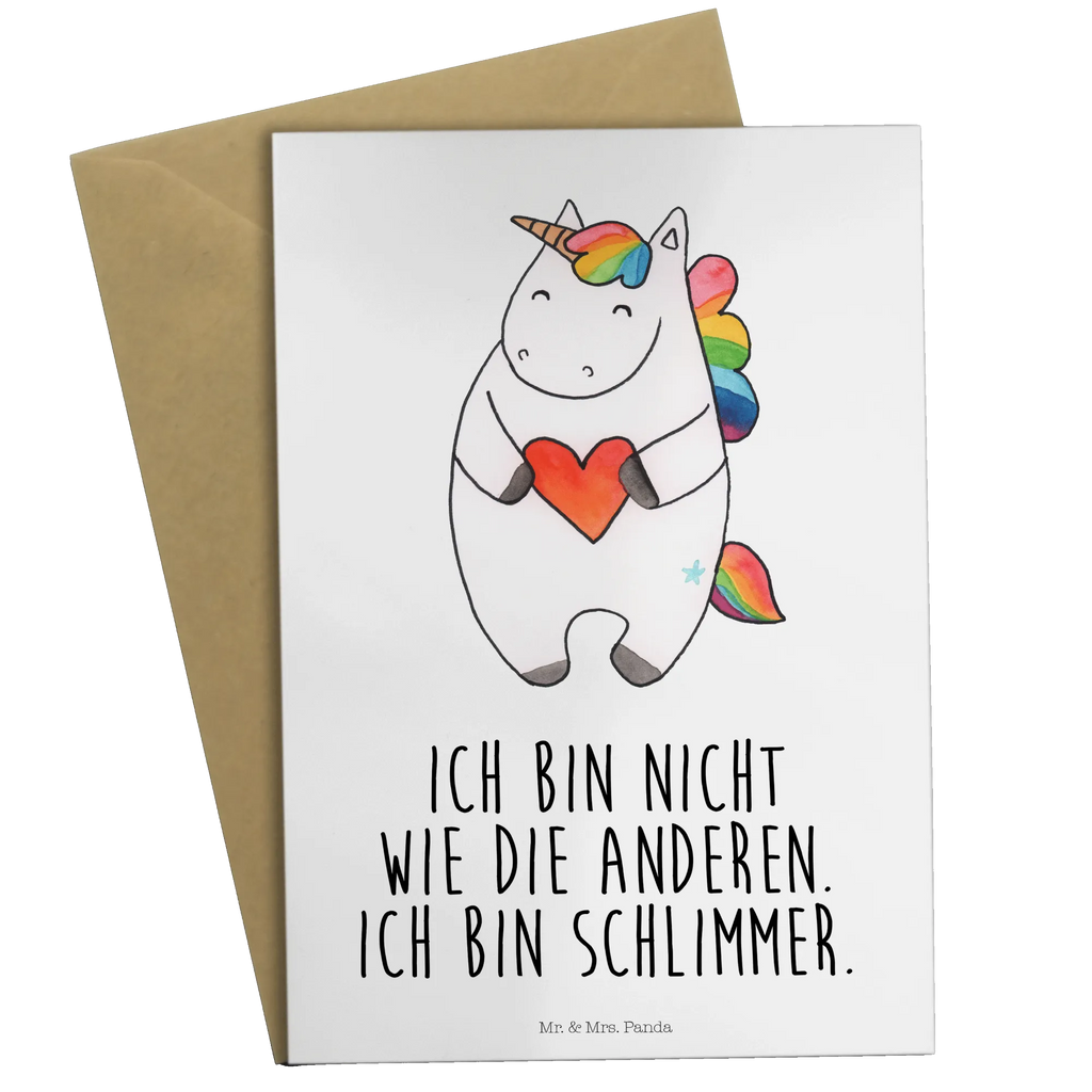 Grußkarte Einhorn Herz Grußkarte, Klappkarte, Einladungskarte, Glückwunschkarte, Hochzeitskarte, Geburtstagskarte, Karte, Ansichtskarten, Einhorn, Einhörner, Einhorn Deko, Pegasus, Unicorn, Herz, schlimm, böse, witzig, lustig, Freundin, anders, bunt