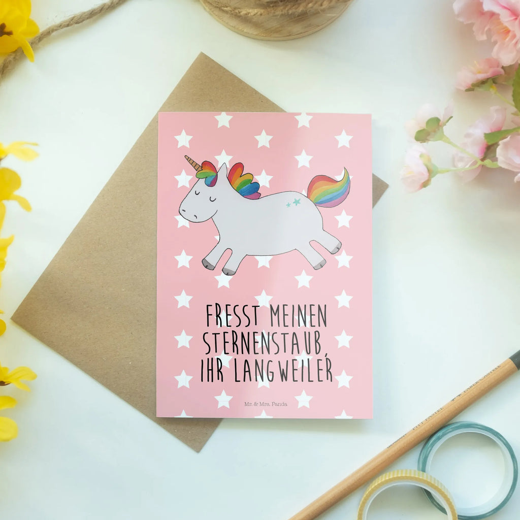 Grußkarte Einhorn Happy Grußkarte, Klappkarte, Einladungskarte, Glückwunschkarte, Hochzeitskarte, Geburtstagskarte, Karte, Ansichtskarten, Einhorn, Einhörner, Einhorn Deko, Pegasus, Unicorn, glücklich, fröhlich, Spaß, Freude, Lebensfreude, witzig, spannend, Lächeln, Lachen