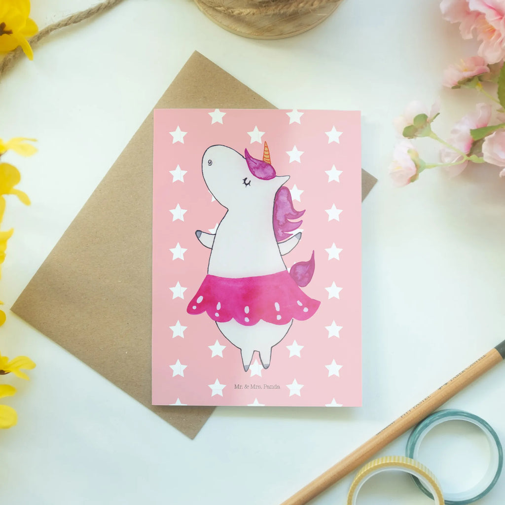 Grußkarte Einhorn Ballerina Grußkarte, Klappkarte, Einladungskarte, Glückwunschkarte, Hochzeitskarte, Geburtstagskarte, Karte, Ansichtskarten, Einhorn, Einhörner, Einhorn Deko, Pegasus, Unicorn, Tanzen, Ballerina, Party, Wohnung, Spaß, Feiern, Geburtstag, Tänzerin, Lebenslust, Lebensfreude