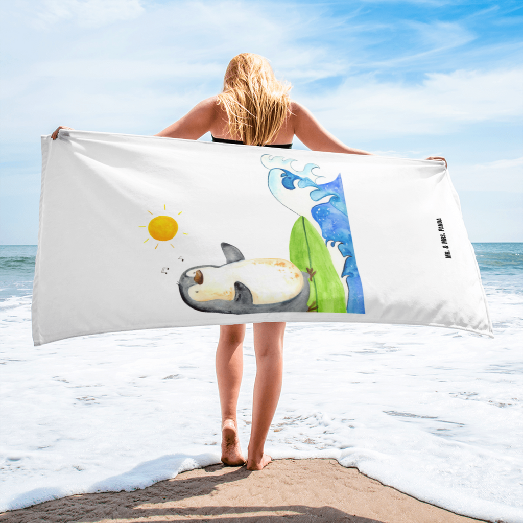 XL Badehandtuch Pinguin Surfer Handtuch, Badetuch, Duschtuch, Strandtuch, Saunatuch, Pinguin, Pinguine, surfen, Surfer, Hawaii, Urlaub, Wellen, Wellen reiten, Portugal