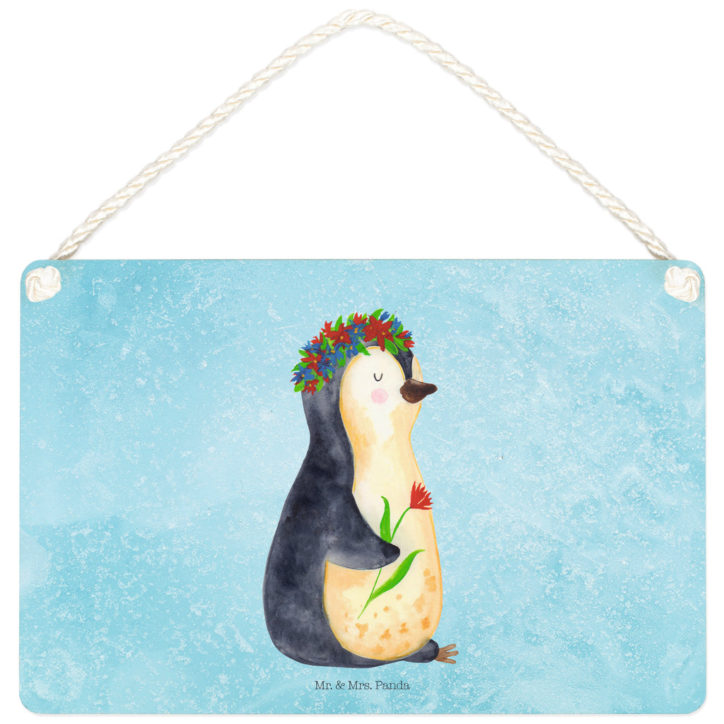 Deko Schild Pinguin Blumenkranz Dekoschild, Deko Schild, Schild, Tür Schild, Türschild, Holzschild, Wandschild, Wanddeko, Pinguin, Pinguine, Blumenkranz, Universum, Leben, Wünsche, Ziele, Lebensziele, Motivation, Lebenslust, Liebeskummer, Geschenkidee