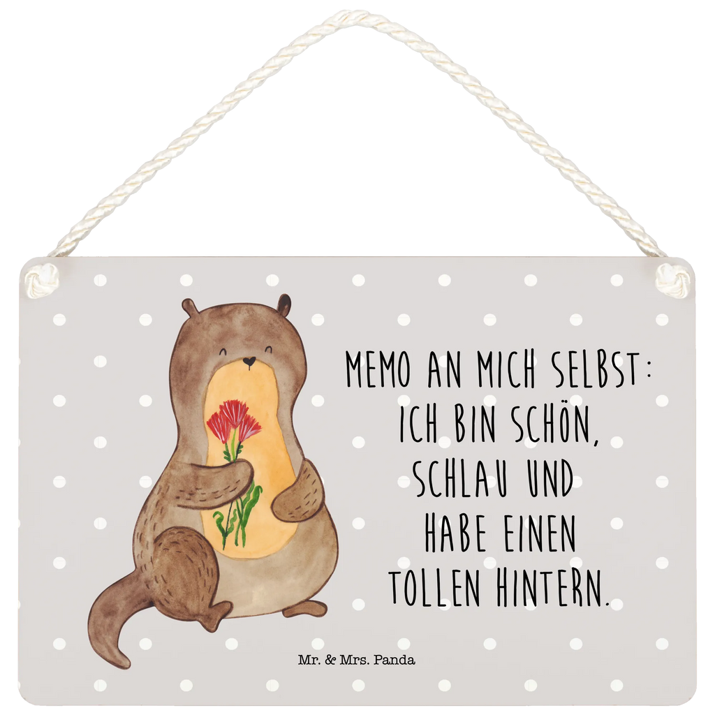 Deko Schild Otter Blumenstrauß Dekoschild, Deko Schild, Schild, Tür Schild, Türschild, Holzschild, Wandschild, Wanddeko, Otter, Fischotter, Seeotter, Otter Seeotter See Otter