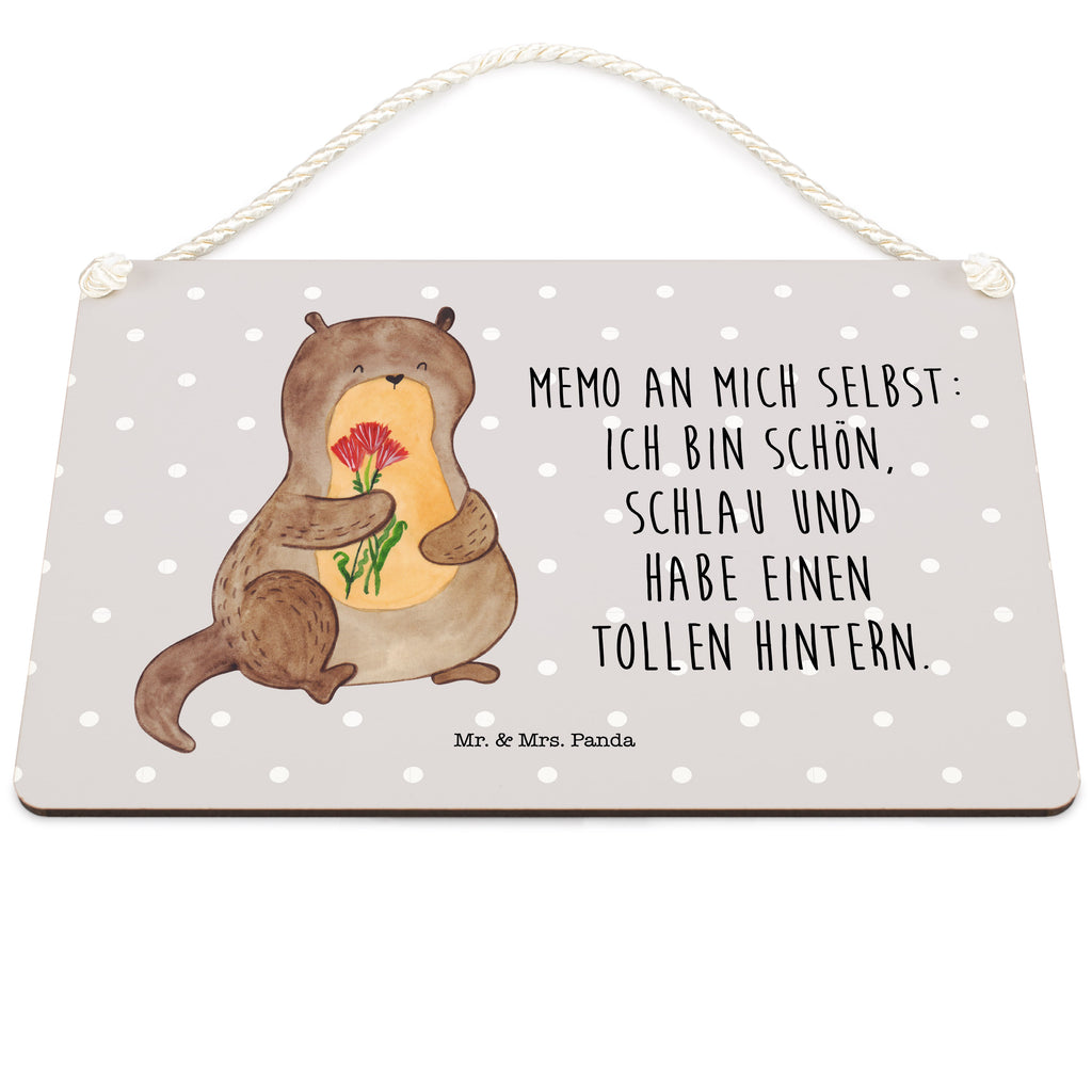 Deko Schild Otter Blumenstrauß Dekoschild, Deko Schild, Schild, Tür Schild, Türschild, Holzschild, Wandschild, Wanddeko, Otter, Fischotter, Seeotter, Otter Seeotter See Otter