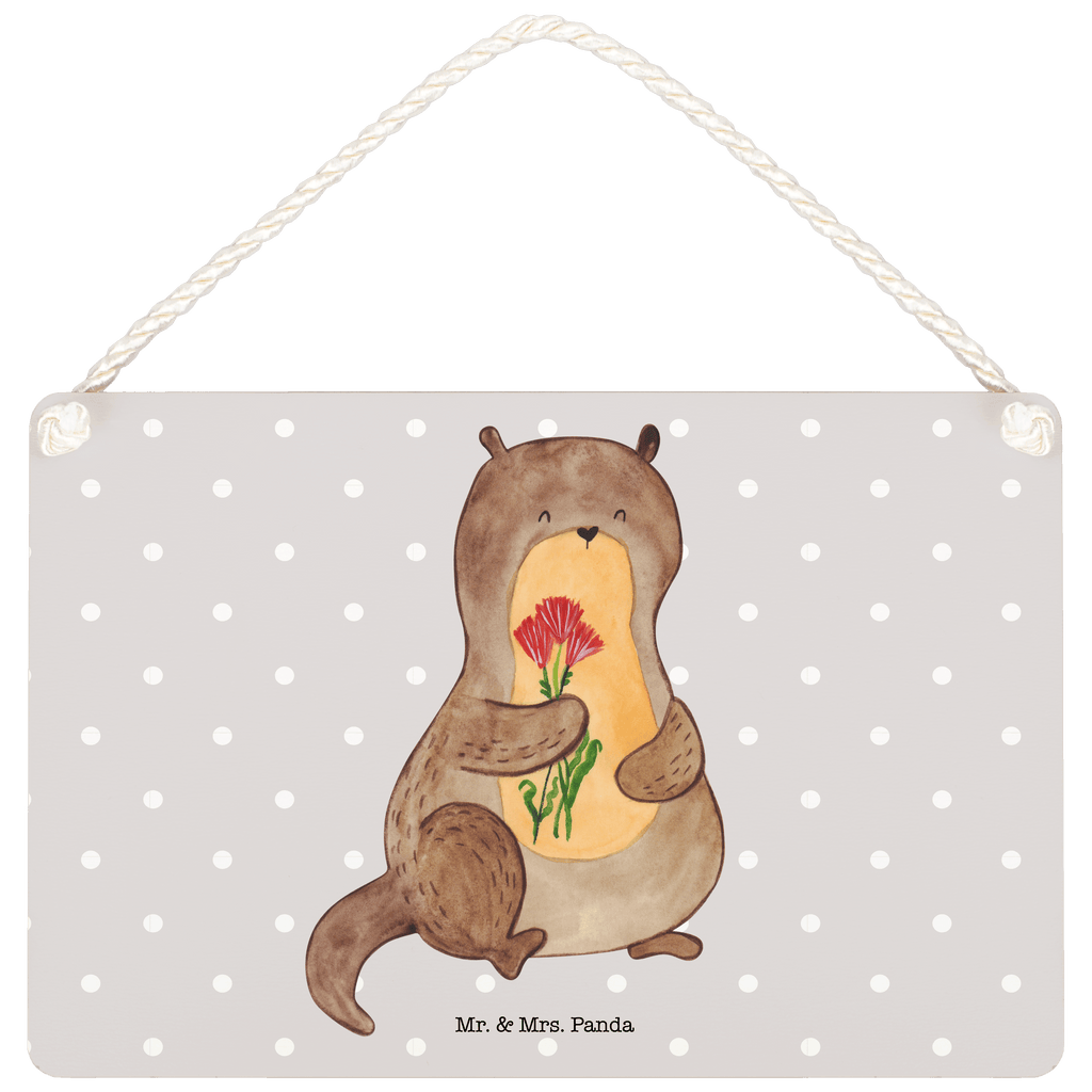 Deko Schild Otter Blumenstrauß Dekoschild, Deko Schild, Schild, Tür Schild, Türschild, Holzschild, Wandschild, Wanddeko, Otter, Fischotter, Seeotter, Otter Seeotter See Otter