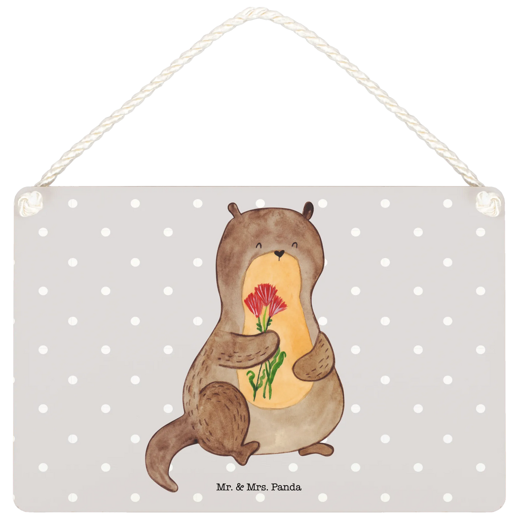 Deko Schild Otter Blumenstrauß Dekoschild, Deko Schild, Schild, Tür Schild, Türschild, Holzschild, Wandschild, Wanddeko, Otter, Fischotter, Seeotter, Otter Seeotter See Otter