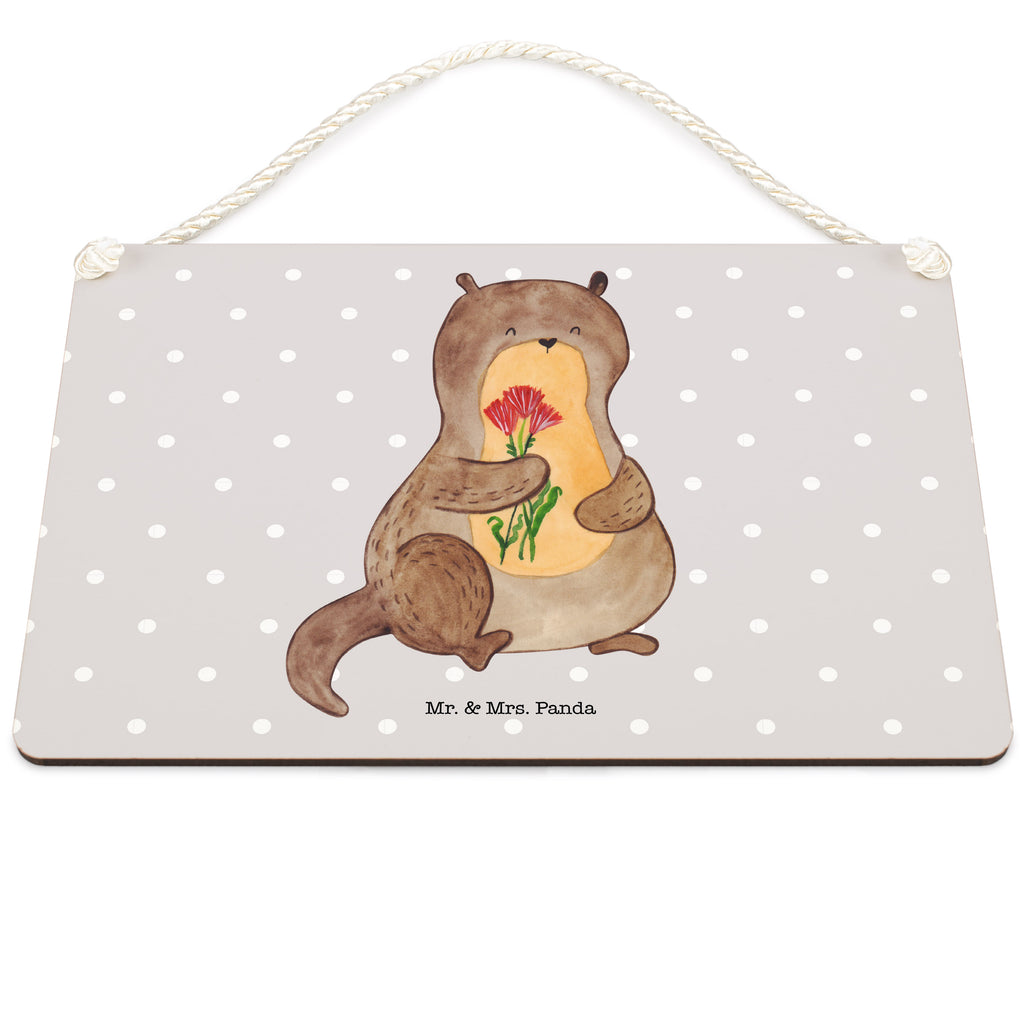 Deko Schild Otter Blumenstrauß Dekoschild, Deko Schild, Schild, Tür Schild, Türschild, Holzschild, Wandschild, Wanddeko, Otter, Fischotter, Seeotter, Otter Seeotter See Otter