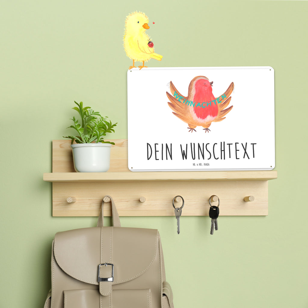 Personalisiertes Blechschild Rotkehlchen Weihnachten Blechschild, Metallschild, Geschenk Schild, Schild, Magnet-Metall-Schild, Deko Schild, Wandschild, Wand-Dekoration, Türschild, Winter, Weihnachten, Weihnachtsdeko, Nikolaus, Advent, Heiligabend, Wintermotiv, Frohe Weihnachten, Weihnachtsmotiv, Weihnachtsgruß, Vogel, xmas