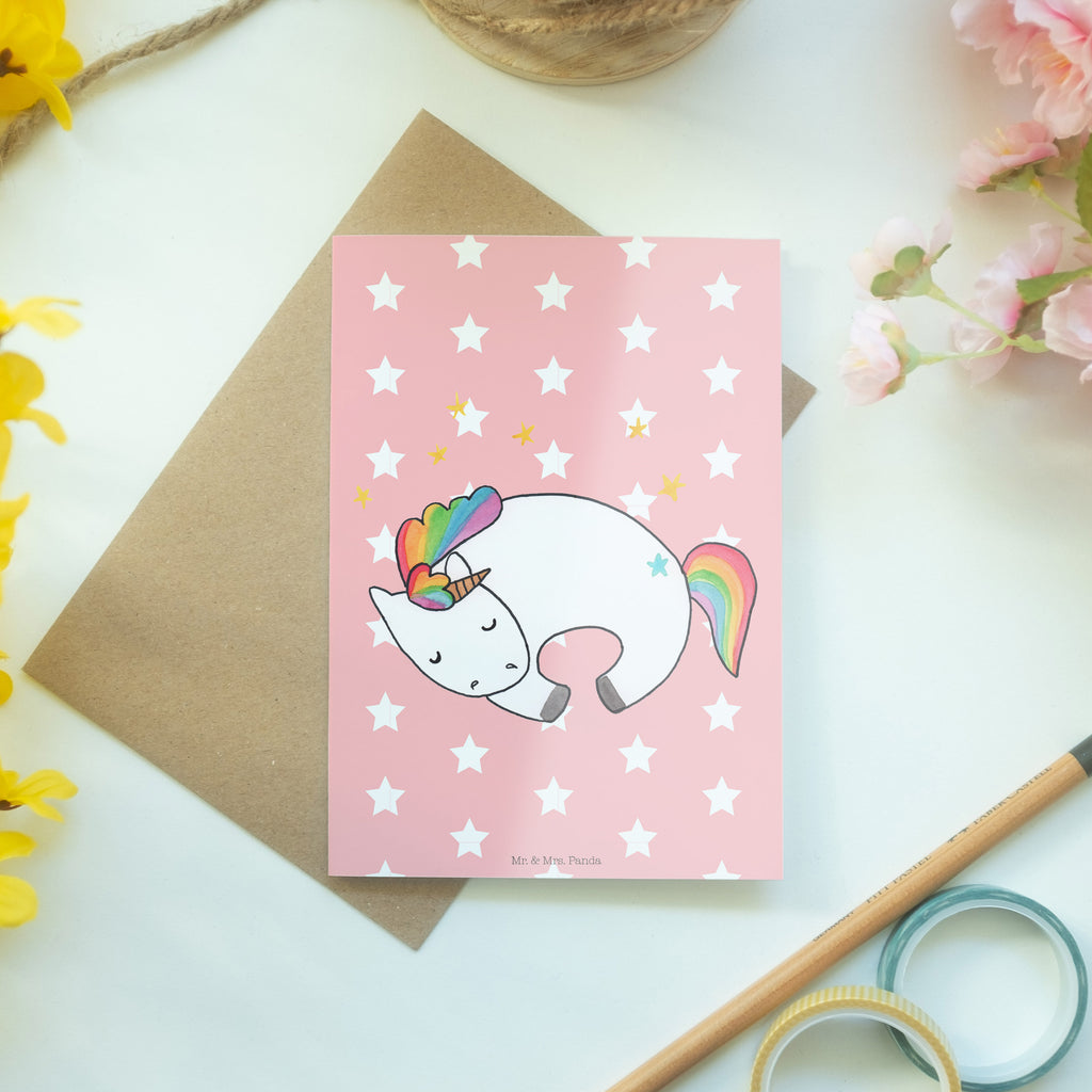 Grußkarte Einhorn Nacht Grußkarte, Klappkarte, Einladungskarte, Glückwunschkarte, Hochzeitskarte, Geburtstagskarte, Karte, Ansichtskarten, Einhorn, Einhörner, Einhorn Deko, Pegasus, Unicorn, Träume, Traum, unicorn, Realität, Menschen, Geschenk, Ruhe, Freundin