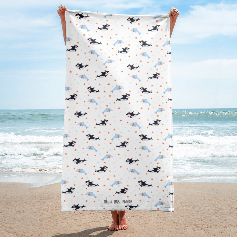 XL Badehandtuch Orca Zylinder Muster Handtuch, Badetuch, Duschtuch, Strandtuch, Saunatuch, Meerestiere, Meer, Urlaub, Narwal, Glitter, Konfetti, Glitzer, Geburtstag, Feier, Fete, Fest, Glückwunsch, Orca