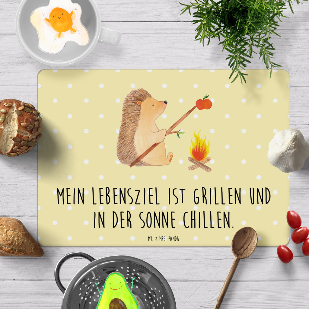 Tischset Igel grillt Tischset, Tischuntersetzer, Platzset, Tischsets abwaschbar, Tischunterlage, Tiermotive, Gute Laune, lustige Sprüche, Tiere, Igel, Grillen, Ziele, Motivation, arbeitslos, Sinn des Lebens, Spruch