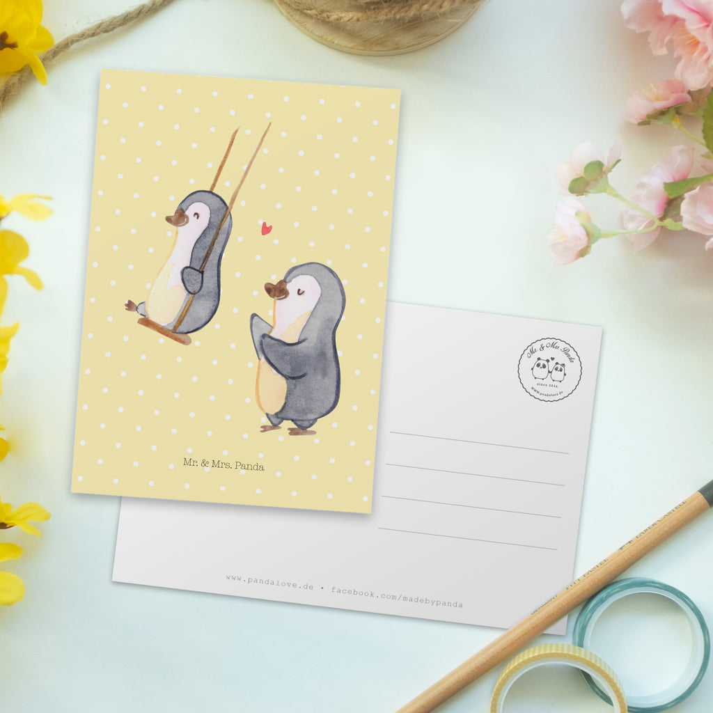 Postkarte Pinguin Oma schaukeln Postkarte, Karte, Geschenkkarte, Grußkarte, Einladung, Ansichtskarte, Geburtstagskarte, Einladungskarte, Dankeskarte, Ansichtskarten, Einladung Geburtstag, Einladungskarten Geburtstag, Familie, Vatertag, Muttertag, Bruder, Schwester, Mama, Papa, Oma, Opa, beste Oma, Lieblingsoma, Geschenk für Oma, Omi, Großmutter