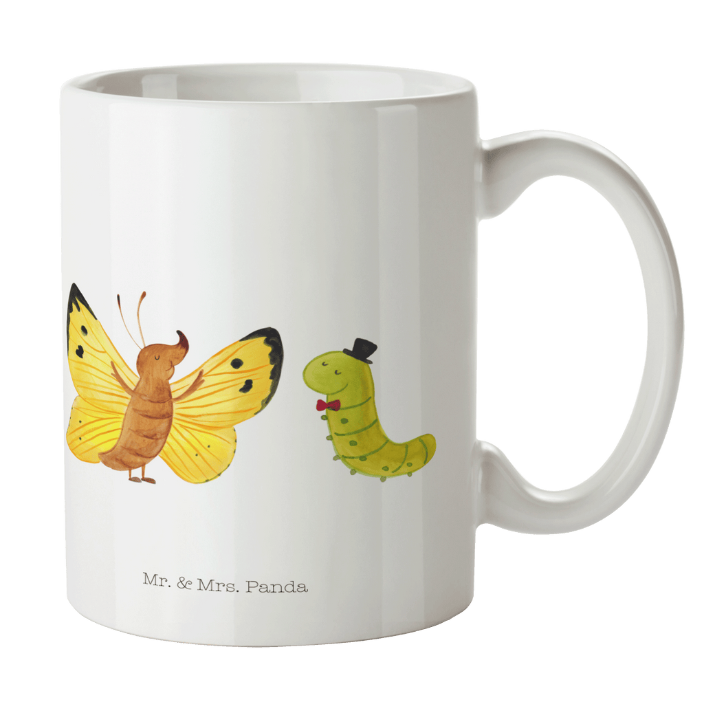 Tasse Raupe & Schmetterling Tasse, Kaffeetasse, Teetasse, Becher, Kaffeebecher, Teebecher, Keramiktasse, Porzellantasse, Büro Tasse, Geschenk Tasse, Tasse Sprüche, Tasse Motive, Kaffeetassen, Tasse bedrucken, Designer Tasse, Cappuccino Tassen, Schöne Teetassen, Tiermotive, Gute Laune, lustige Sprüche, Tiere, Raupe, Schmetterling, Zitronenfalter, Entwicklung, Erwachsen werden, Kokon, Hut, Hütchen, Schönheit, Aufwachsen