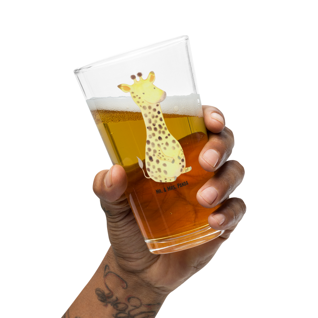 Premium Trinkglas Giraffe Zufrieden Trinkglas, Glas, Pint Glas, Bierglas, Cocktail Glas, Wasserglas, Afrika, Wildtiere, Giraffe, Zufrieden, Glück, Abenteuer