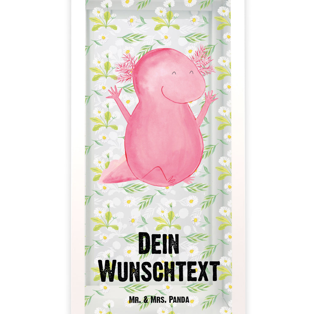 Personalisierte Deko Laterne Axolotl Hurra Gartenlampe, Gartenleuchte, Gartendekoration, Gartenlicht, Laterne kleine Laternen, XXL Laternen, Laterne groß, Axolotl, Molch, Axolot, Schwanzlurch, Lurch, Lurche, fröhlich, Spaß, Freude, Motivation, Zufriedenheit