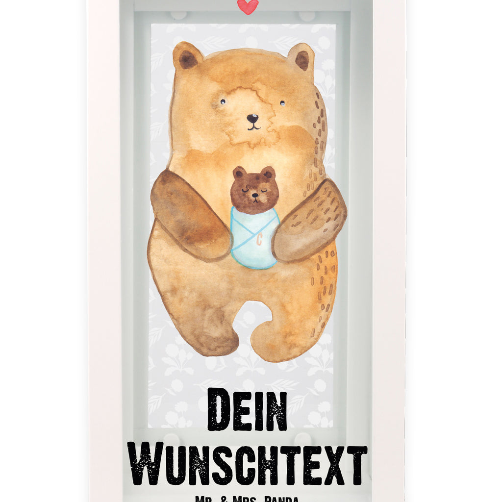 Personalisierte Deko Laterne Bär mit Baby Gartenlampe, Gartenleuchte, Gartendekoration, Gartenlicht, Laterne kleine Laternen, XXL Laternen, Laterne groß, Bär, Teddy, Teddybär, Eltern, Mutter, Baby, Taufe, Geburt, Nichte, Neffe, Enkel, Enkelin, Täufling, Geburtstag, Glückwunsch