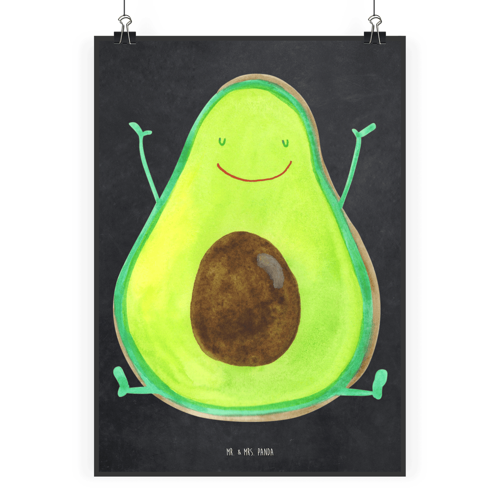 Poster Avocado Happy Poster, Wandposter, Bild, Wanddeko, Küchenposter, Kinderposter, Wanddeko Bild, Raumdekoration, Wanddekoration, Handgemaltes Poster, Mr. & Mrs. Panda Poster, Designposter, Kunstdruck, Posterdruck, Avocado, Veggie, Vegan, Gesund, Chaos