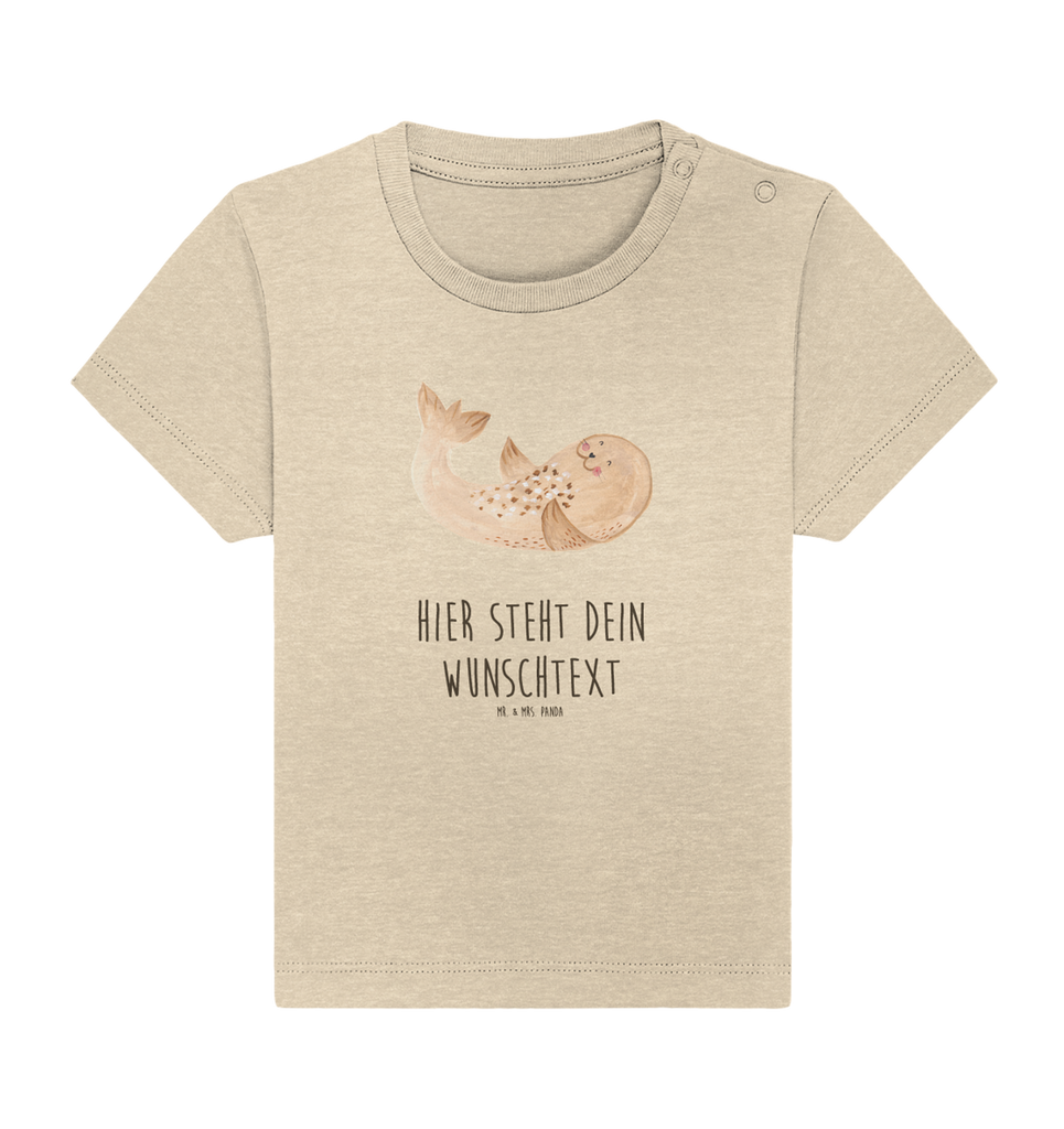 Personalisiertes Baby Shirt Robbe Liegen Personalisiertes Baby T-Shirt, Personalisiertes Jungen Baby T-Shirt, Personalisiertes Mädchen Baby T-Shirt, Personalisiertes Shirt, Tiermotive, Gute Laune, lustige Sprüche, Tiere, Robbe, Robben, Seehund, Strand, Meerestier, Ostsee, Nordsee, Lachen, Freude