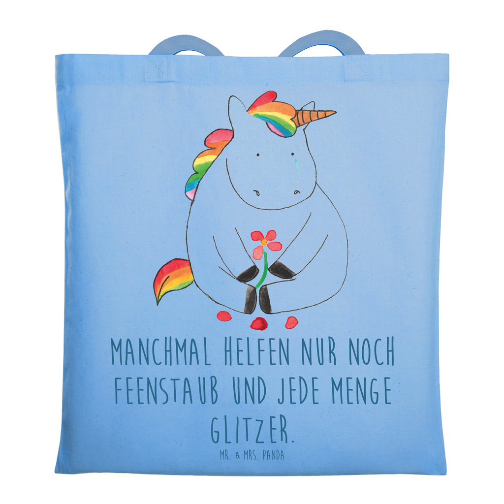 Tragetasche Einhorn Traurig Beuteltasche, Beutel, Einkaufstasche, Jutebeutel, Stoffbeutel, Tasche, Shopper, Umhängetasche, Strandtasche, Schultertasche, Stofftasche, Tragetasche, Badetasche, Jutetasche, Einkaufstüte, Laptoptasche, Einhorn, Einhörner, Einhorn Deko, Pegasus, Unicorn, Glitzer, Trösten. Freundschaft, Freunde, Liebe, Trauer, Grußkarte, Blume