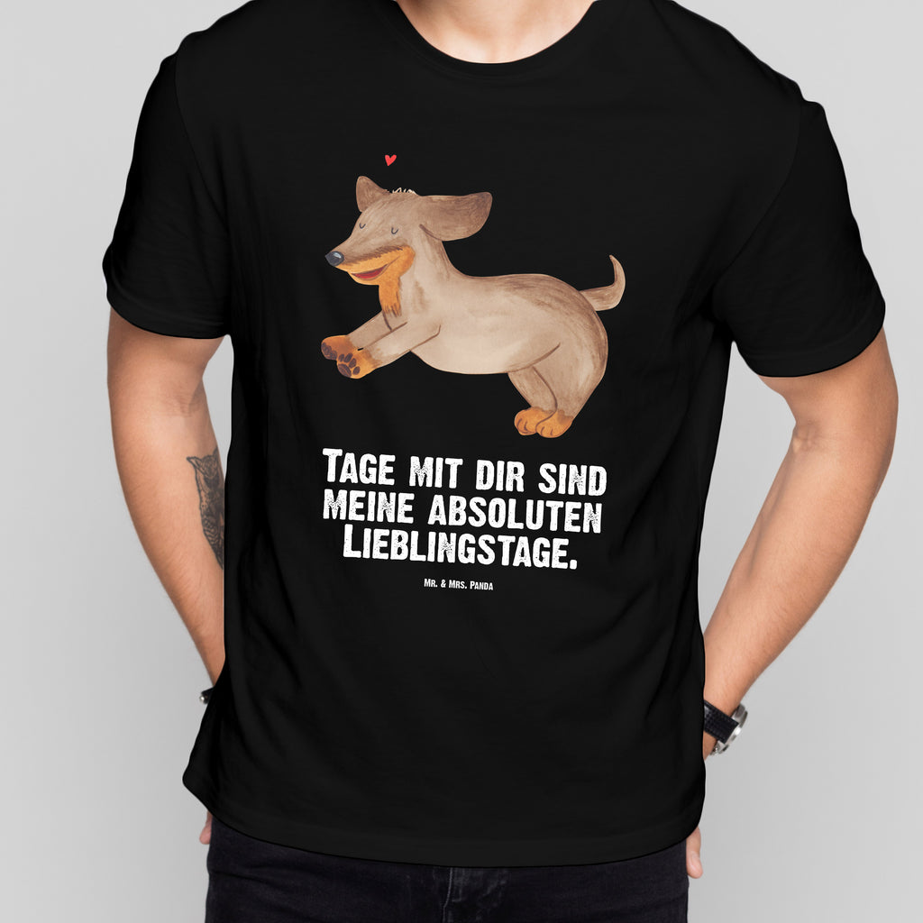 T-Shirt Standard Hund Dackel fröhlich T-Shirt, Shirt, Tshirt, Lustiges T-Shirt, T-Shirt mit Spruch, Party, Junggesellenabschied, Jubiläum, Geburstag, Herrn, Damen, Männer, Frauen, Schlafshirt, Nachthemd, Sprüche, Hund, Hundemotiv, Haustier, Hunderasse, Tierliebhaber, Hundebesitzer, Hunde, Dackel, Dachshund, happy dog