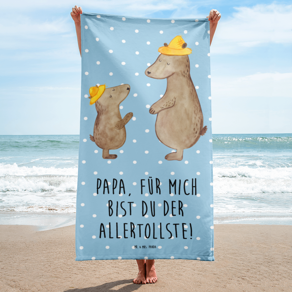 XL Badehandtuch Bären mit Hut Handtuch, Badetuch, Duschtuch, Strandtuch, Saunatuch, Familie, Vatertag, Muttertag, Bruder, Schwester, Mama, Papa, Oma, Opa, Bär, Bären, Vater, Papi, Paps, Dad, Daddy, Lieblingsmensch, Sohn, Söhne, Kind, Kinder, Vater-Sohn, Family, Vorbild