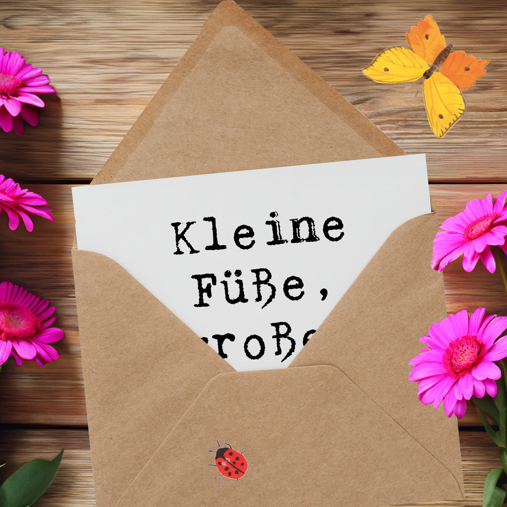 Deluxe Karte Spruch Kind Fußabdruck Karte, Grußkarte, Klappkarte, Einladungskarte, Glückwunschkarte, Hochzeitskarte, Geburtstagskarte, Hochwertige Grußkarte, Hochwertige Klappkarte, Familie, Vatertag, Muttertag, Bruder, Schwester, Mama, Papa, Oma, Opa