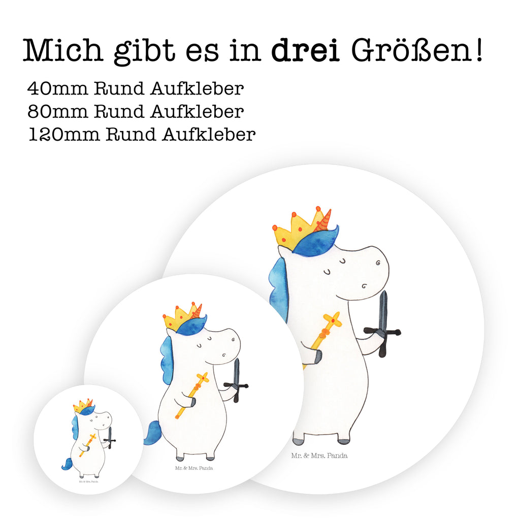 Rund Aufkleber Einhorn König mit Schwert Sticker, Aufkleber, Etikett, Einhorn, Einhörner, Einhorn Deko, Pegasus, Unicorn, König, Ritter, Mittelalter