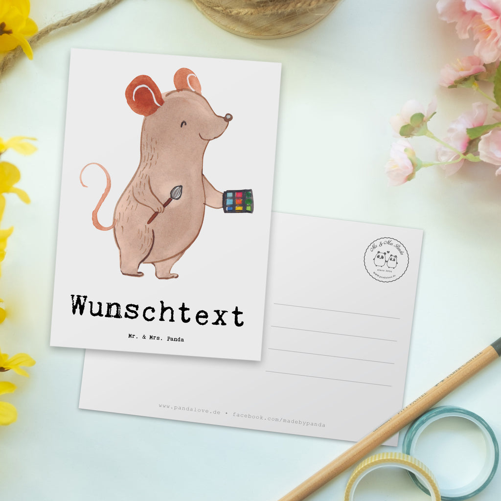 Personalisierte Postkarte Maskenbildner mit Herz Postkarte mit Namen, Postkarte bedrucken, Postkarte mit Wunschtext, Postkarte personalisierbar, Geschenkkarte mit Namen, Grußkarte mit Namen, Karte mit Namen, Einladung mit Namen, Ansichtskarte mit Namen, Geschenkkarte mit Wunschtext, Grußkarte mit Wunschtext, Karte mit Wunschtext, Einladung mit Wunschtext, Ansichtskarte mit Wunschtext, Beruf, Ausbildung, Jubiläum, Abschied, Rente, Kollege, Kollegin, Geschenk, Schenken, Arbeitskollege, Mitarbeiter, Firma, Danke, Dankeschön, Kosmetiker, Make Up Artist, Maskenbildner, Visagist, Beauty Salon, Kosmetikstudio, Eröffnung