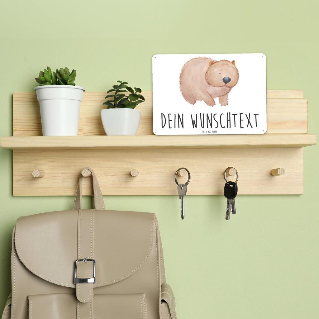 Personalisiertes Blechschild Wombat Blechschild, Metallschild, Geschenk Schild, Schild, Magnet-Metall-Schild, Deko Schild, Wandschild, Wand-Dekoration, Türschild, Tiermotive, Gute Laune, lustige Sprüche, Tiere, Wombat, Das Leben ist schön, Motivation, Spruch, Australien