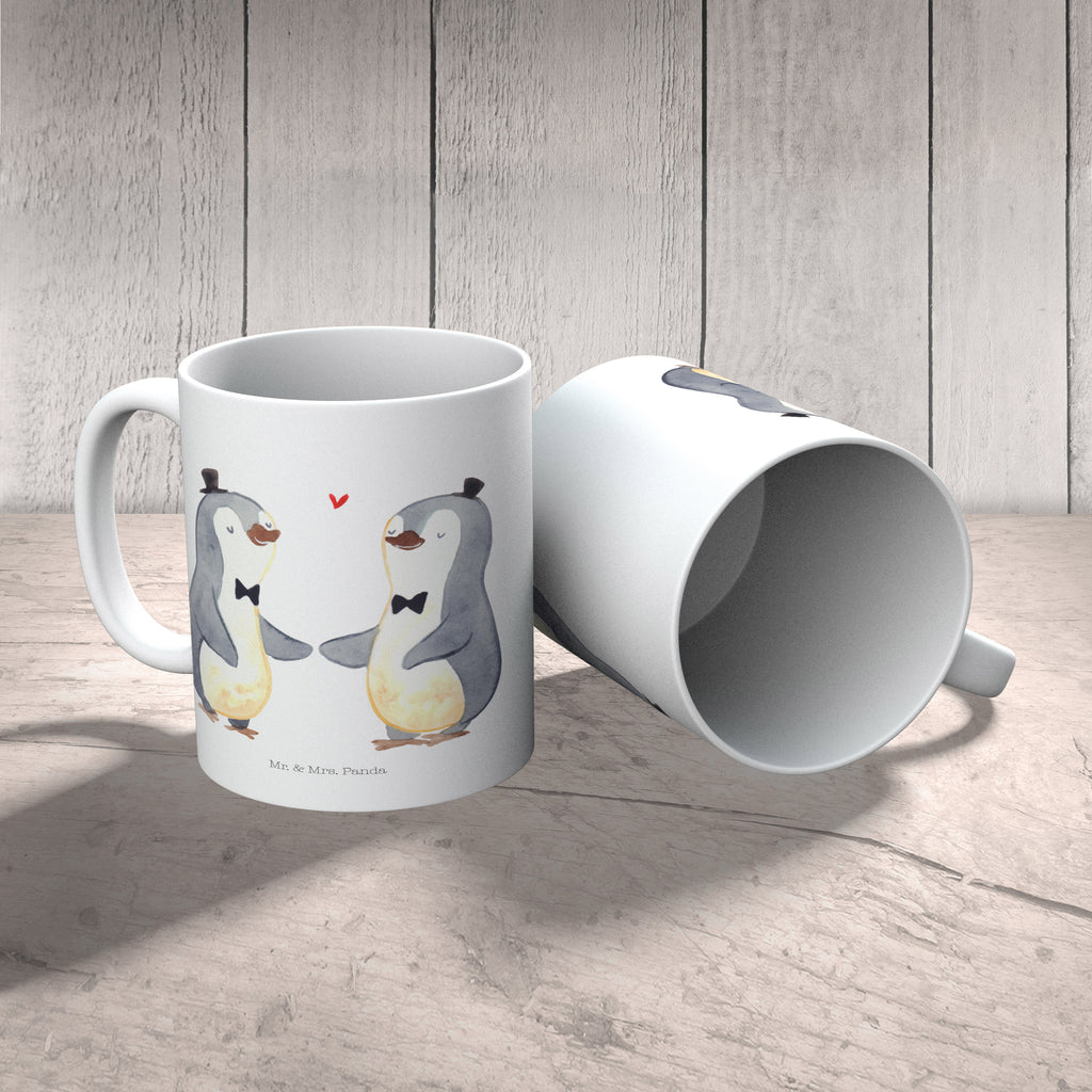 Tasse Pinguin Pärchen Gay Pride Tasse, Kaffeetasse, Teetasse, Becher, Kaffeebecher, Teebecher, Keramiktasse, Porzellantasse, Büro Tasse, Geschenk Tasse, Tasse Sprüche, Tasse Motive, Hochzeit, Hochzeitsgeschenk, Ehe, Hochzeitsfeier, Trauung, Trauungsgeschenk, Hochzeitskarte, Verlobungsfeier, Verlobungsgeschenk, Hochzeitsgeschenkideen, Hochzeitsgeschenke für Brautpaar