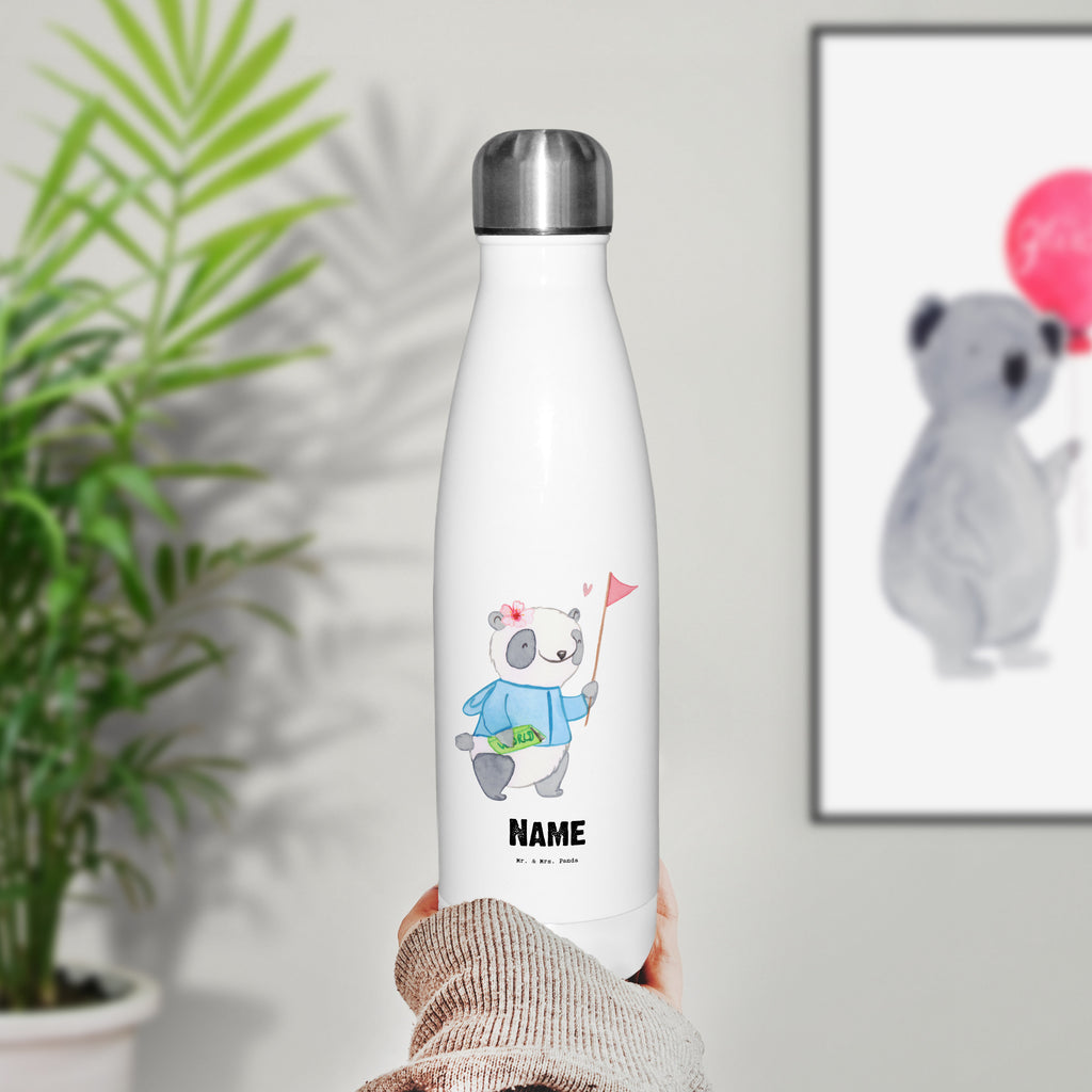 Personalisierte Thermosflasche Reiseleiterin mit Herz Personalisierte Isolierflasche, Personalisierte Thermoflasche, Personalisierte Trinkflasche, Trinkflasche Mit Namen, Wunschname, Bedrucken, Namensflasche, Beruf, Ausbildung, Jubiläum, Abschied, Rente, Kollege, Kollegin, Geschenk, Schenken, Arbeitskollege, Mitarbeiter, Firma, Danke, Dankeschön