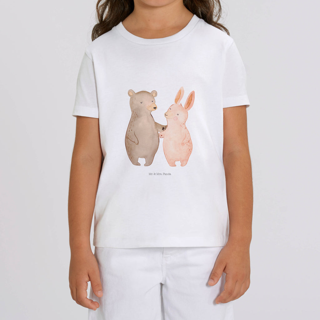 Organic Kinder T-Shirt Bär und Hase Umarmen Kinder T-Shirt, Kinder T-Shirt Mädchen, Kinder T-Shirt Jungen, Liebe, Partner, Freund, Freundin, Ehemann, Ehefrau, Heiraten, Verlobung, Heiratsantrag, Liebesgeschenk, Jahrestag, Hocheitstag, Freunde, bester Freund, Hase, Bär, Bärchen, best friends