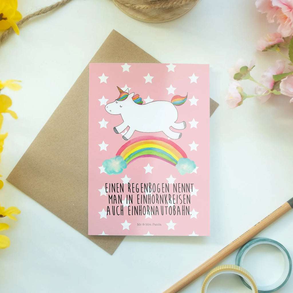 Grußkarte Einhorn Regenbogen Grußkarte, Klappkarte, Einladungskarte, Glückwunschkarte, Hochzeitskarte, Geburtstagskarte, Karte, Ansichtskarten, Einhorn, Einhörner, Einhorn Deko, Pegasus, Unicorn, Regenbogen, Glitzer, Einhornpower, Erwachsenwerden, Einhornautobahn