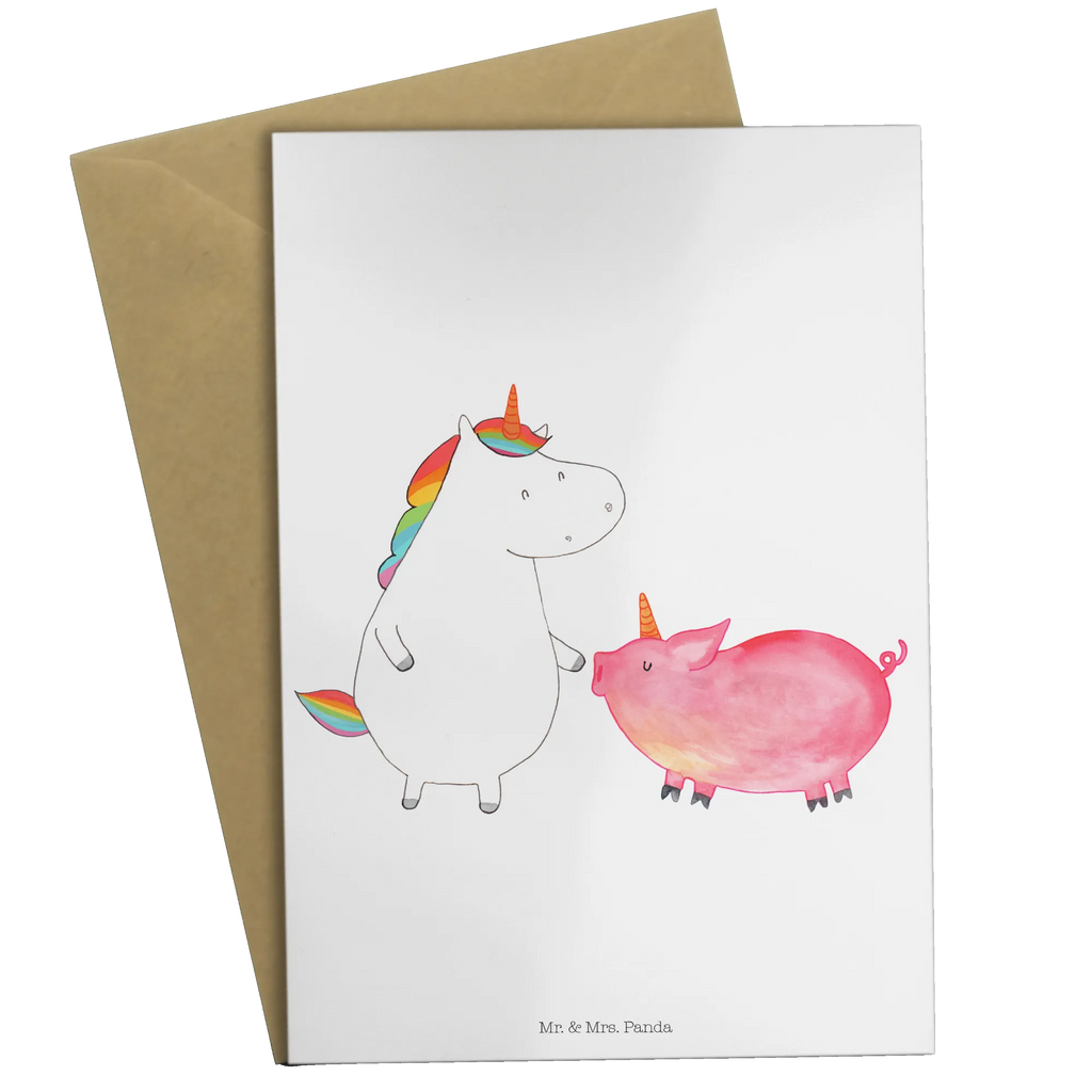 Grußkarte Einhorn + Schweinhorn Grußkarte, Klappkarte, Einladungskarte, Glückwunschkarte, Hochzeitskarte, Geburtstagskarte, Karte, Ansichtskarten, Einhorn, Einhörner, Einhorn Deko, Pegasus, Unicorn, Freundschaft, Schweinhorn, Schwein, Freundin, Schweinchen