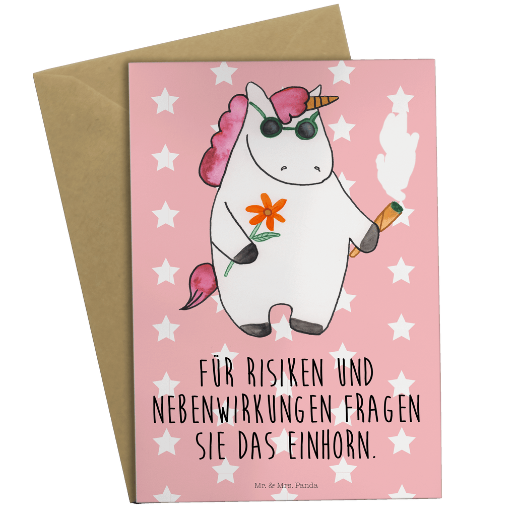 Grußkarte Einhorn Woodstock Grußkarte, Klappkarte, Einladungskarte, Glückwunschkarte, Hochzeitskarte, Geburtstagskarte, Karte, Ansichtskarten, Einhorn, Einhörner, Einhorn Deko, Pegasus, Unicorn, Kiffen, Joint, Zigarette, Alkohol, Party, Spaß. lustig, witzig, Woodstock