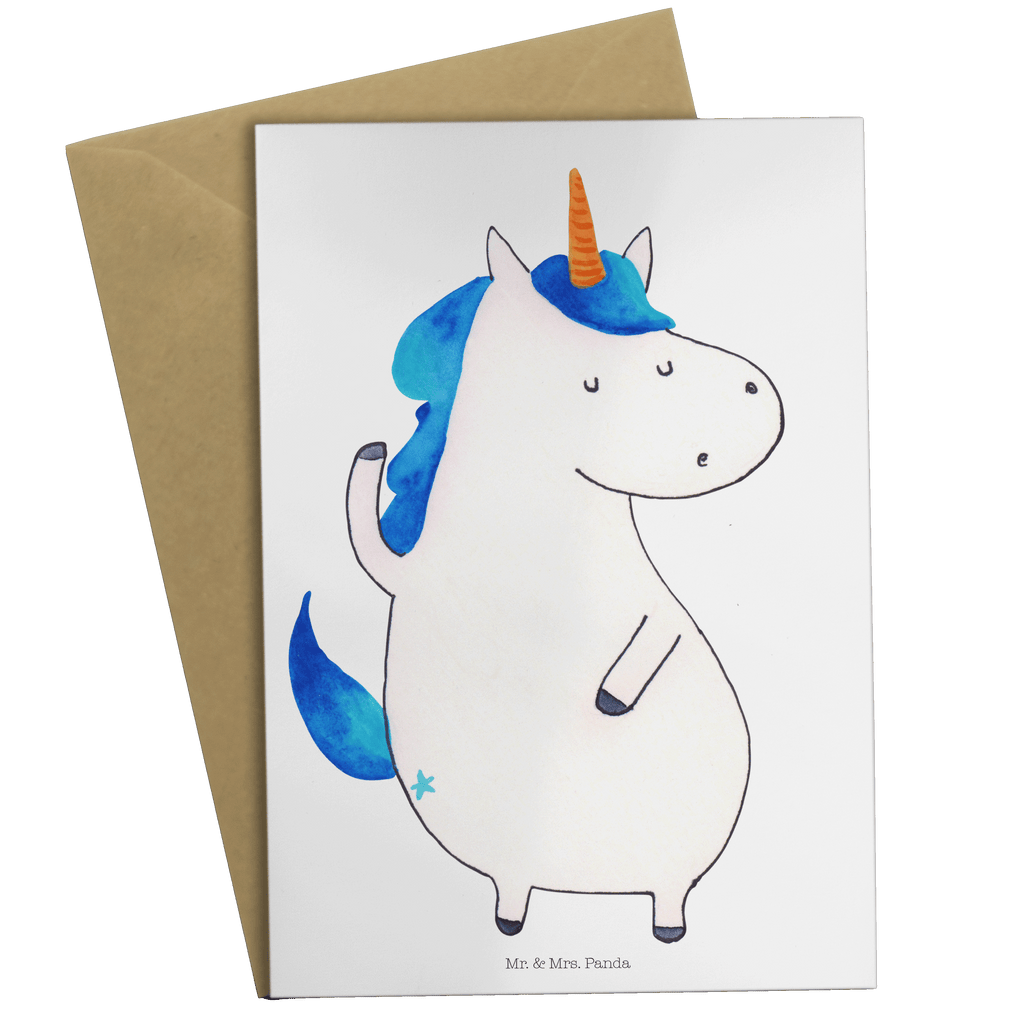 Grußkarte Einhorn Mann Grußkarte, Klappkarte, Einladungskarte, Glückwunschkarte, Hochzeitskarte, Geburtstagskarte, Karte, Ansichtskarten, Einhorn, Einhörner, Einhorn Deko, Pegasus, Unicorn, cool, Mann, Freundin, Familie, bester Freund, BFF, Party, hübsch, beste