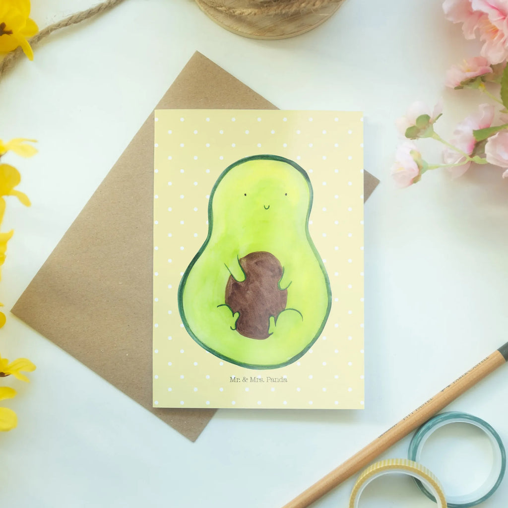 Greetings card avocado core Grußkarte, Klappkarte, Einladungskarte, Glückwunschkarte, Hochzeitskarte, Geburtstagskarte, Karte, Ansichtskarten, Avocado, Veggie, Vegan, Gesund, Avokado, Avocadokern, Kern, Pflanze, Spruch Leben