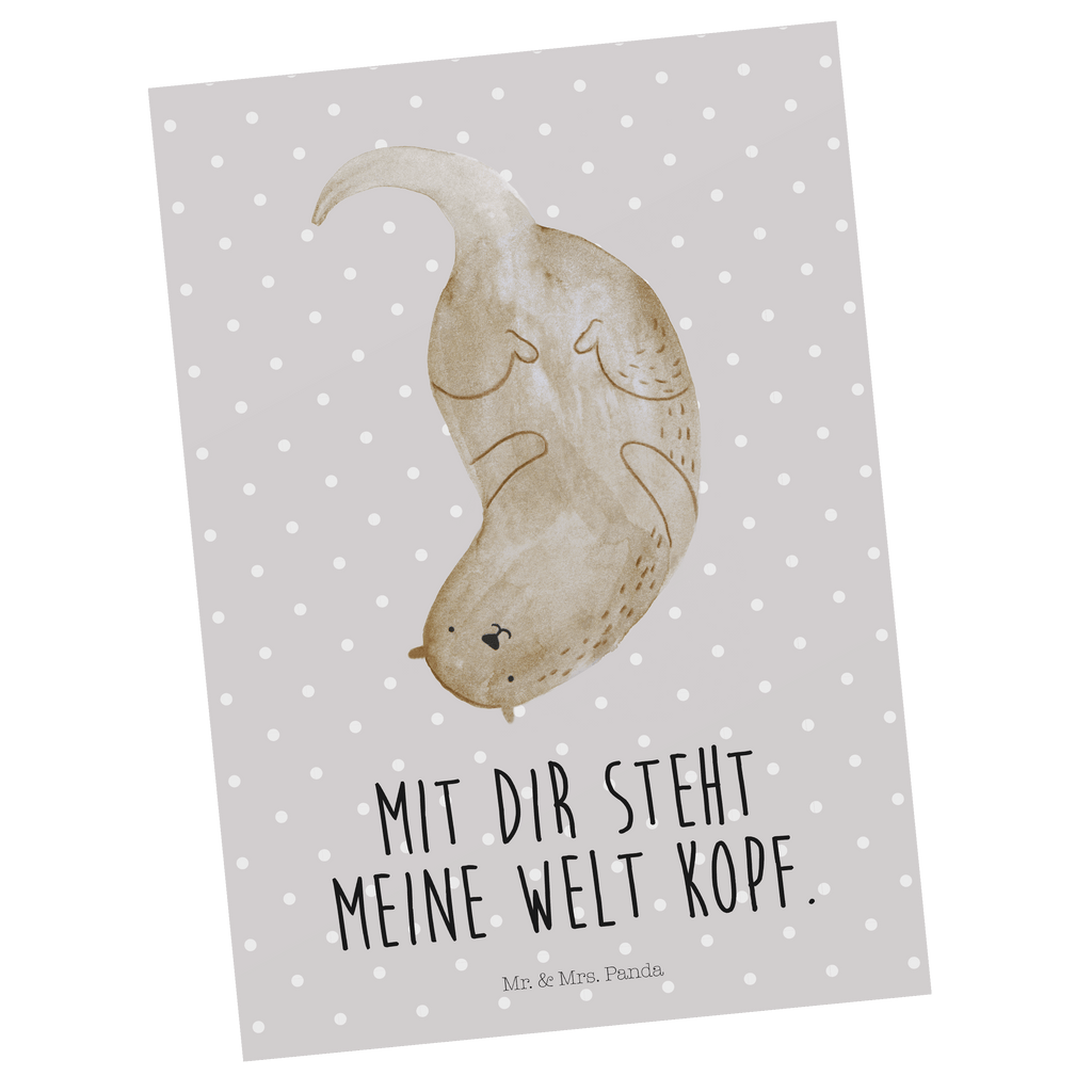 Postkarte Otter Kopfüber Postkarte, Karte, Geschenkkarte, Grußkarte, Einladung, Ansichtskarte, Geburtstagskarte, Einladungskarte, Dankeskarte, Ansichtskarten, Einladung Geburtstag, Einladungskarten Geburtstag, Otter, Fischotter, Seeotter, Otter Seeotter See Otter